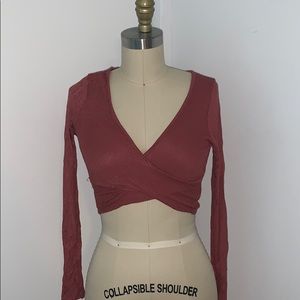 long sleeve wrap around top